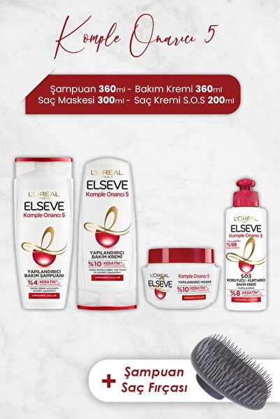 ELSEVE Komple Onarıcı 5 Saç Bakım Serisi 3 Ve Şampuan Fırçası