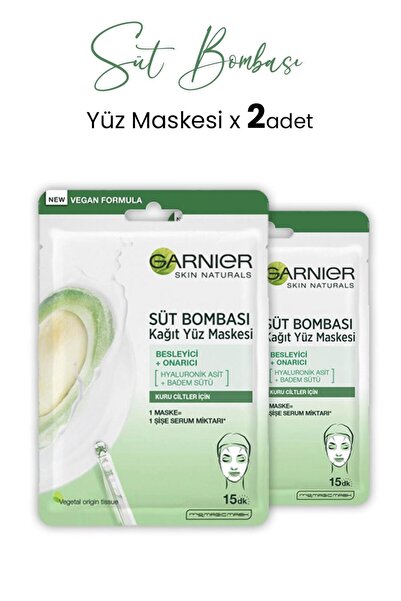 Garnier Kağıt Yüz Maskesi Süt Bombası Badem Sütü 28 gr X 2 Adet