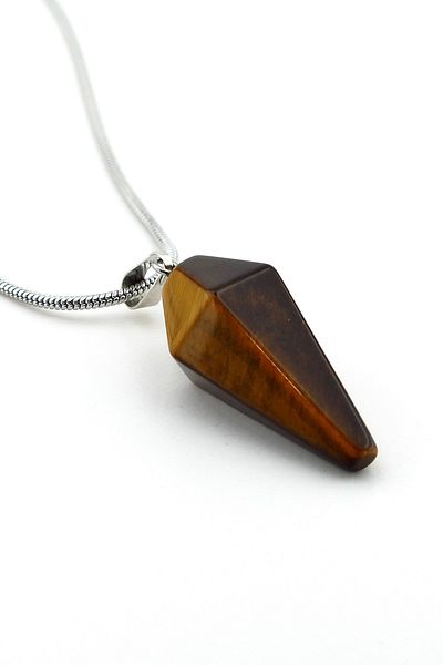 Solfera Steel Chain Tiger Eye Pendulum Natural Stone Men's Necklace Q0733