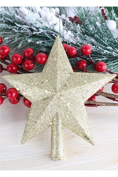 parti sürprizi Christmas Pine Tree Gold Color Star Top