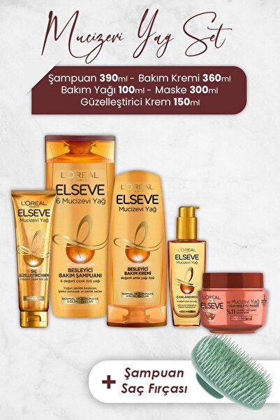ELSEVE Mucizevi Yağ Saç Bakım Serisi 4 Ve Şampuan Fırçası
