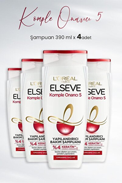 ELSEVE Komple Onarıcı 5 Yapılandırıcı Şampuan 390 ml X 4 Adet