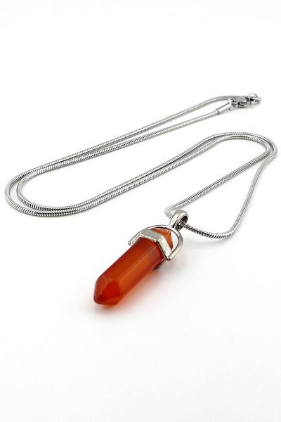 Solfera Yemen Agate Natural Stone Italian Steel Chain Men's Necklace - Q0731
