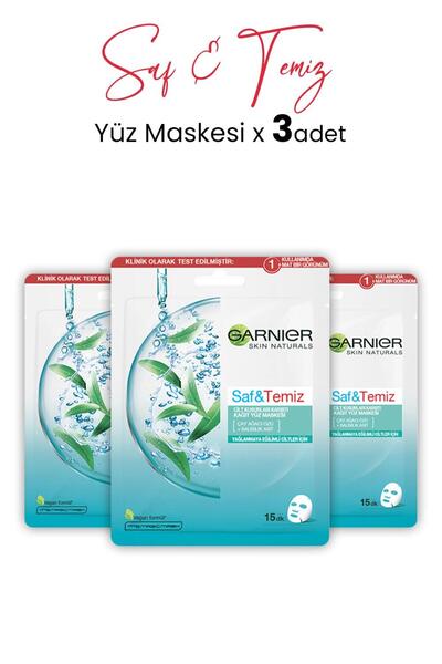 Garnier Kağıt Yüz Maskesi Saf & Temiz 23 gr X 3 Adet