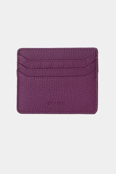 Grande 3633 Genuine Leather Super Thin Women Men Card Holder Purple