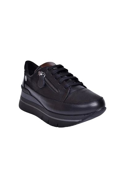 Mammamia D24Ka 6375 Black Nubuck Leather Women's Wedge Shoes