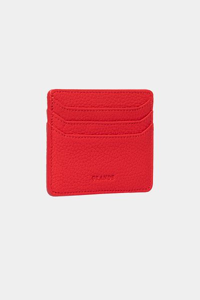 Grande 3633 Genuine Leather Super Thin Women Men Card Holder Red