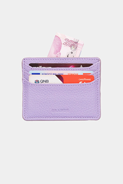 Grande 3633 Genuine Leather Super Thin Women's Men's Card Holder Lilac