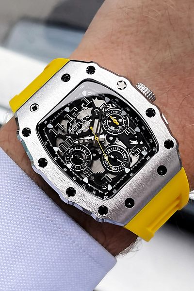 Ferrucci Function Men's Wristwatch 3 ATM Waterproof Yellow Color Silicone Band + Gift Bracelet FRE2040C4