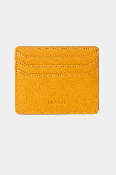 Grande 3633 Genuine Leather Super Thin Women Men Card Holder Yellow