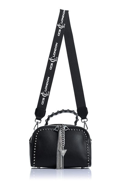 Getcho Radley Women's Black Chain Detailed Double Strap Hand and Shoulder Bag Three Compartments Suitable for Daily Use