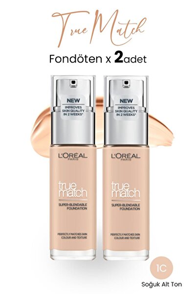 L'Oreal Paris Loreal Paris True Match Fondöten 1C Soğuk Alt Ton x 2 Adet