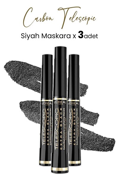 L'Oreal Paris Telescopic Carbon Black Maskara Siyah X 3 Adet