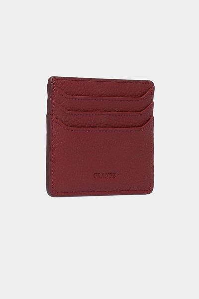 Grande 3633 Genuine Leather Super Thin Women's Men's Card Holder Claret Red