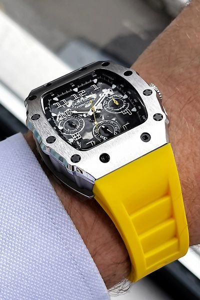 Ferrucci Function Men's Wristwatch 3 ATM Waterproof Yellow Color Silicone Band + Gift Bracelet FRE2040C4