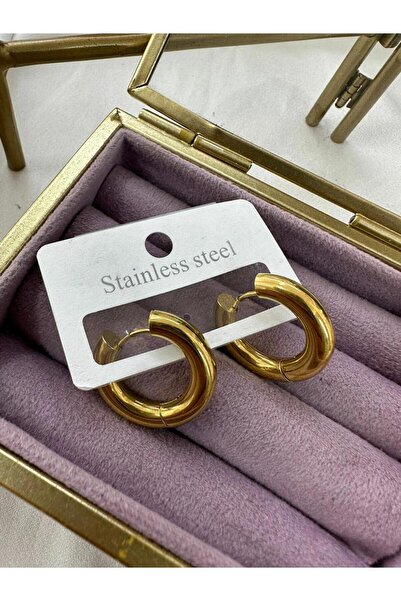 Liwer أقراط نسائية من الفولاذ المقاوم للصدأ بحلقة ذهبية