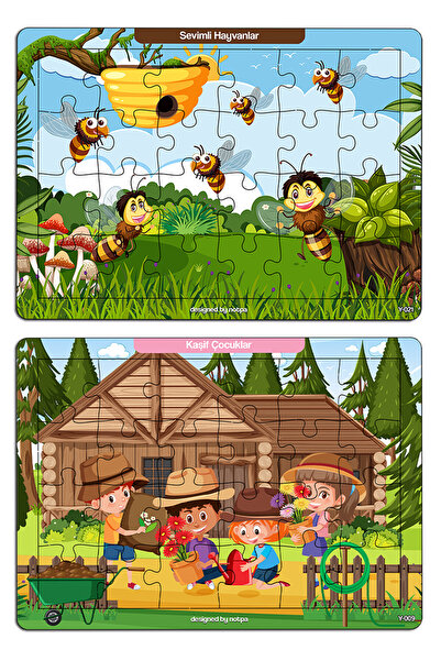 kutuTR Notpa Çocuklar I?çin 24 Parça Eğitici Ve Öğretici Ahşap Renkli Puzzle 4lü Set 1