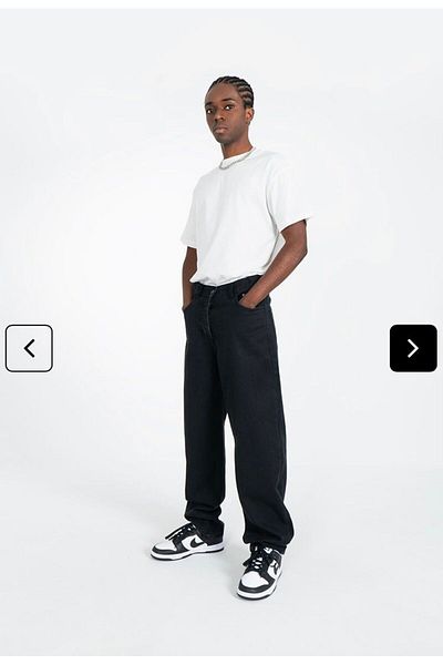 Z1MAN Washed Black Baggy Trousers