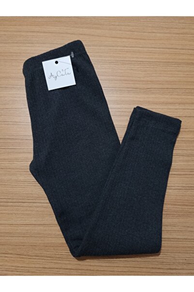 AyCaTa Unisex Fitilli Şardonlu İçi Tüylü Ribana Füme Çocuk Tayt 1-16 Yaş