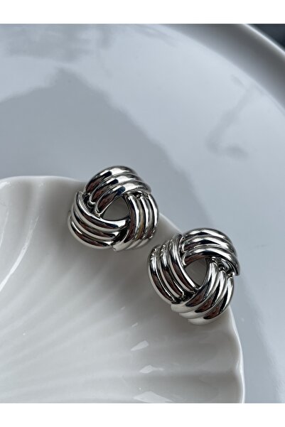 Lavian Accessories Hailey Serisi Gümüş Renk Üçgen Sarmal Küpe