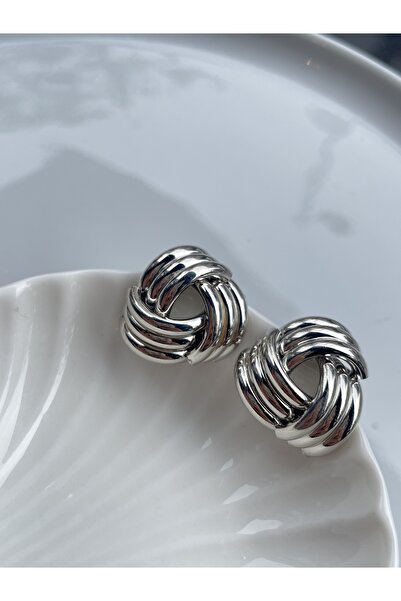 Lavian Accessories Hailey Serisi Gümüş Renk Üçgen Sarmal Küpe