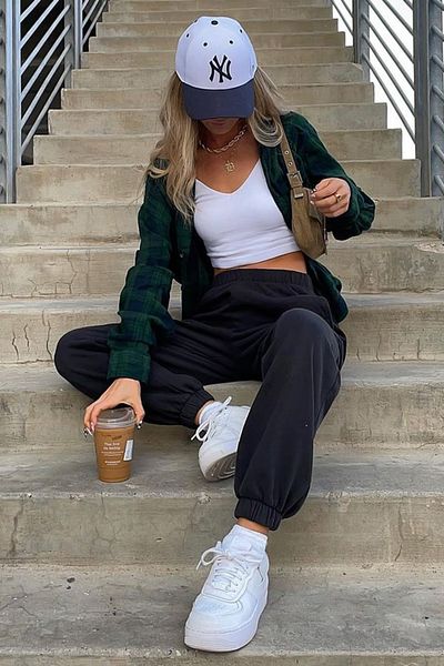 BSBSPOR Ultra Loose Γκρι Μαύρο Loose Fit Oversize Φούτερ ψηλόμεση με ελαστικά πόδια
