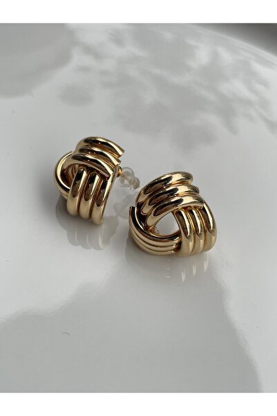Lavian Accessories Hailey Serisi Gold Renk Üçgen Sarmal Küpe