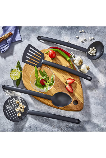 ÖzSa Home 7 Piece Fireproof Non-Stick Teflon Coated Serving Set Ladle Colander Spatula Spoon Plastic Serving Set