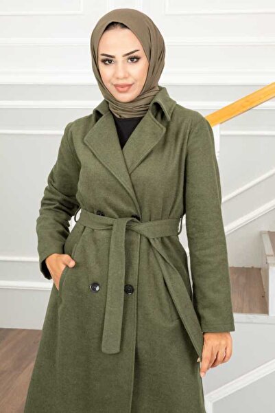 Esre Store 4 Düğmeli Tesettür Kaban Haki