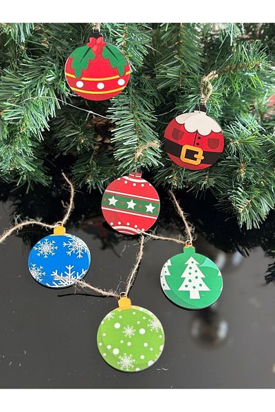 Masalsı Concept 10 pcs Wooden Christmas Pine Tree Ornament