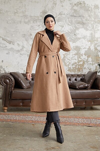 Esre Store Παλτό Χιτζάμπ με 4 Κουμπιά, Χρώμα Καμήλας