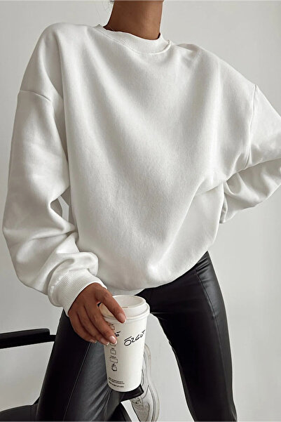 Shine Stone طاقم الرقبة البلوز الأبيض عادي