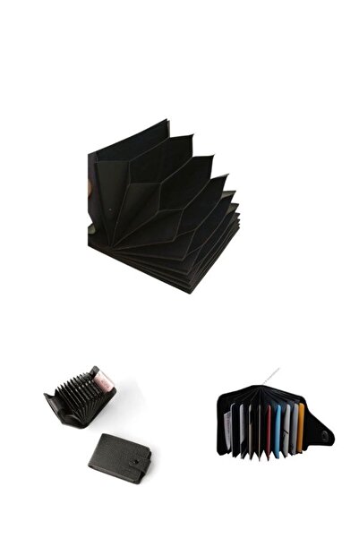 Shoes Comfort Akordiyon Kartlık Siyah, Deri Hobi Kartlık Cüzdan Yapımına Uygu...