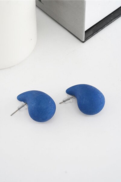 By Zeyna Aksesuar Women's Vip Series Water Drop Model Earrings Blue