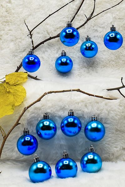 Waldern 4 cm 12 bucăți Blue Cici Ball (6 lucios-6 metalizat) Ornament pentru brad de Crăciun
