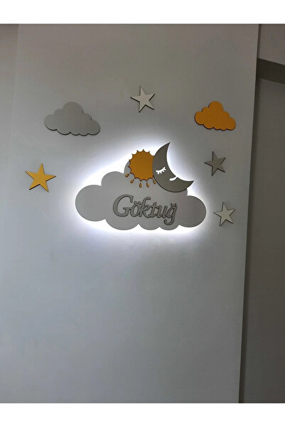 Çocuk Odası Dekoratif Ahşap Gece Lambası Ledli Aydınlatma