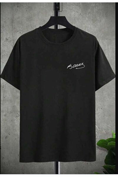 Pelna تي شيرت برقبة دائرية مطبوع عليه ATATÜRK مقاس كبير للجنسين