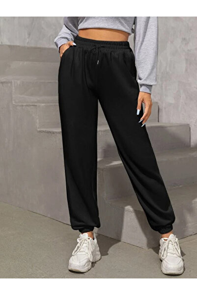 rainbutik Χοντρό βαμβακερό γυναικείο φούτερ με ψηλή μέση και λάστιχο - 3 κλωστές