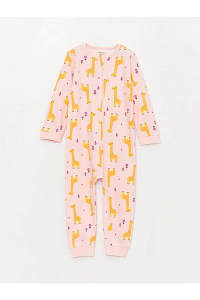 LC Waikiki LCW baby Crew Neck Long Sleeve Patterned Baby Girl Jumpsuit 2-pack