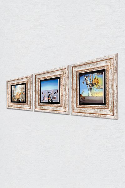 Pinecone Salvador Dalí Pictură pe perete de piatră Decor de perete înrămat Set de pictură din 3 piese Wall Art Tk3-612