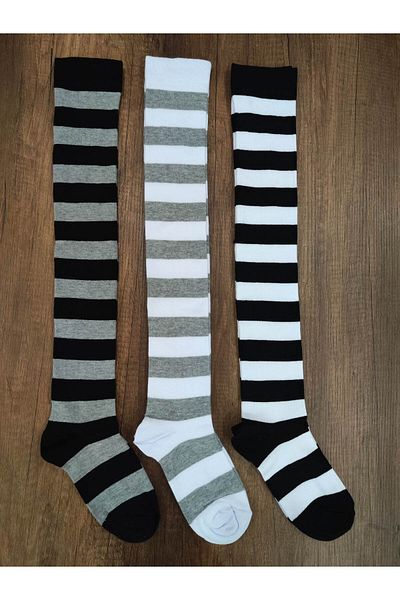 Leement socks Дамски 3 чифта стилни качествени памучни чорапи над коляното