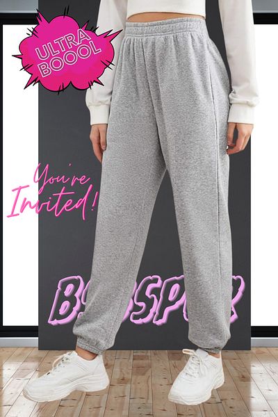 BSBSPOR Γκρι και μαύρο φαρδύ Jogger Sweatpants