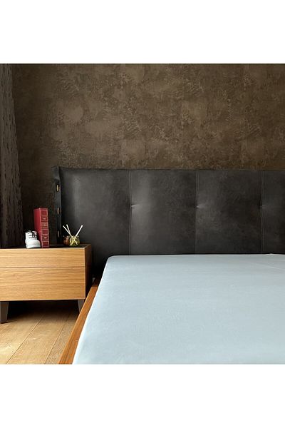 Silkarea 100% Cotton Satin Single Bed Sheet-100X200 cm Suitable for Bed Size Corners Elastic Sheet-Blue