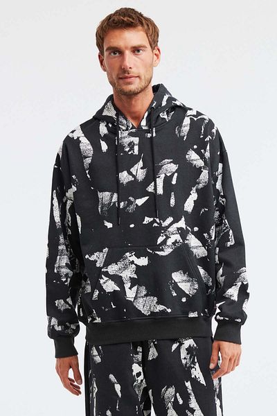GRIMELANGE Floyd Herren-Sweatshirt mit Kapuze und Tie-Dye-Waschung