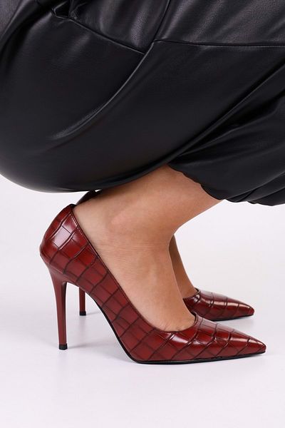 Shoeberry Massy Burgund Snake Stiletto für Damen