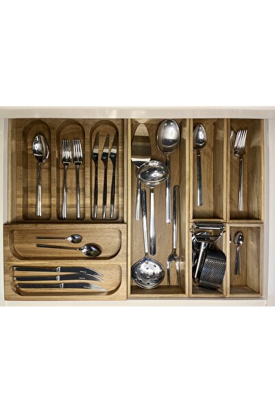 MODEM GRUP Ceviz Ayarlanabilir Kaşıklık Çekmece İçi Düzenleyici Organizer