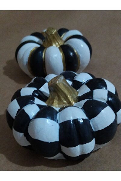 Aminehobbydesign 2'li dekoratif balkabağı siyah beyaz