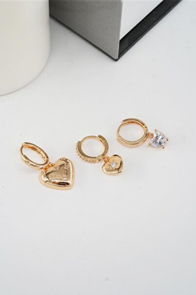 By Zeyna Aksesuar Kadın Vip Seri Zirkon Taşlı 3'lü Küpe