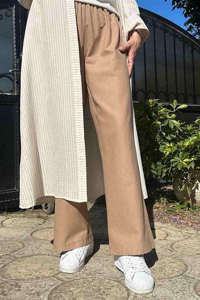 Rabia Şamlı Λινό παντελόνι Milky Brown