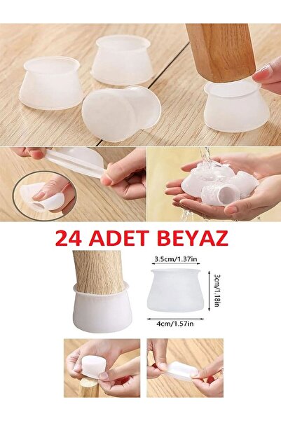 İNDİRİM PRO 24 Adet Silikon Masa Sandalye Koruyucu, Masa Sandalye Kaydırmaz, ...